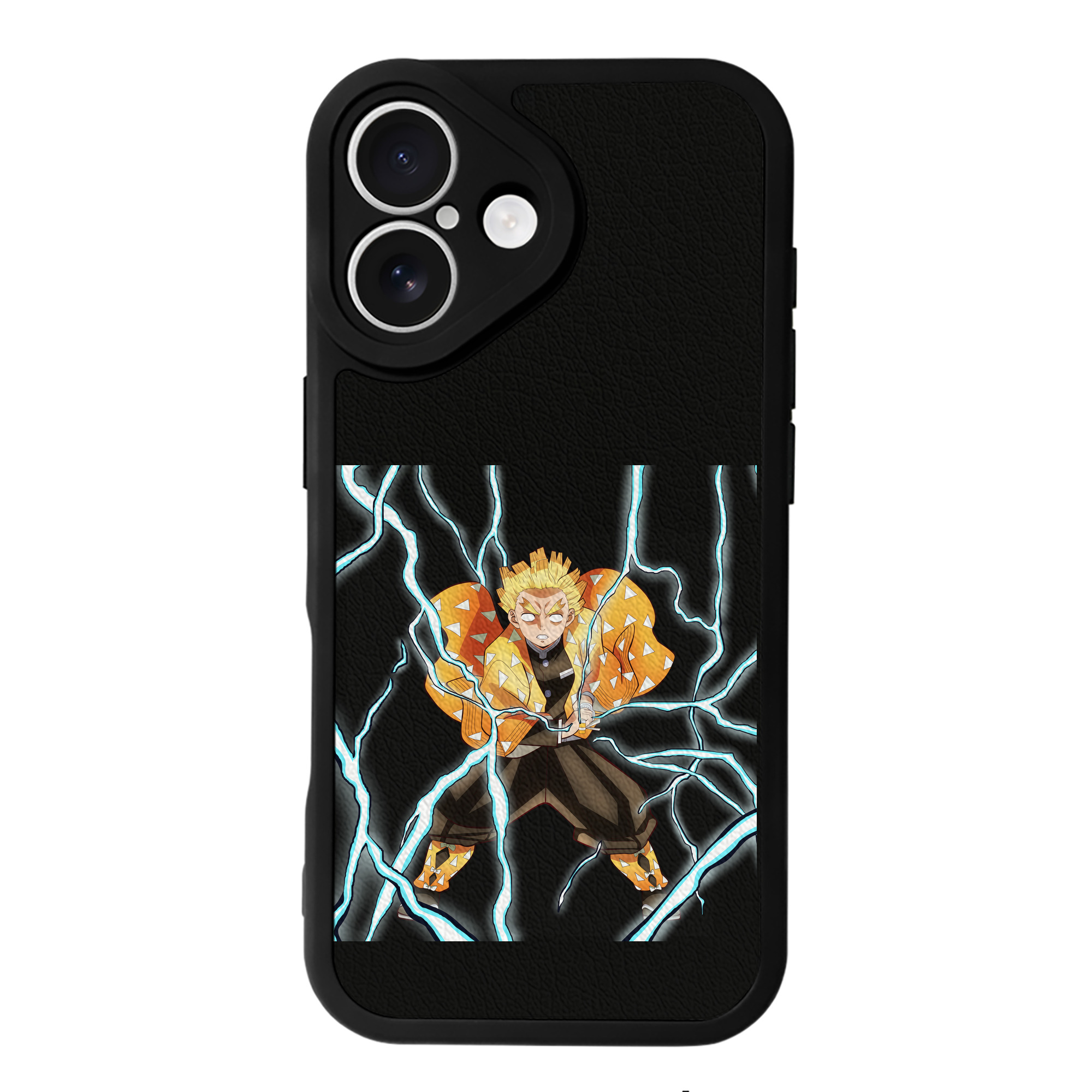 （画像用） 鬼滅の刃（きめつのやいば）我妻 善逸／あがつま ぜんいつ Agatsuma Zenitsu 【iPhone 16シリーズ対応】シリコンスマホケース（レザー調） 材質：シリコン